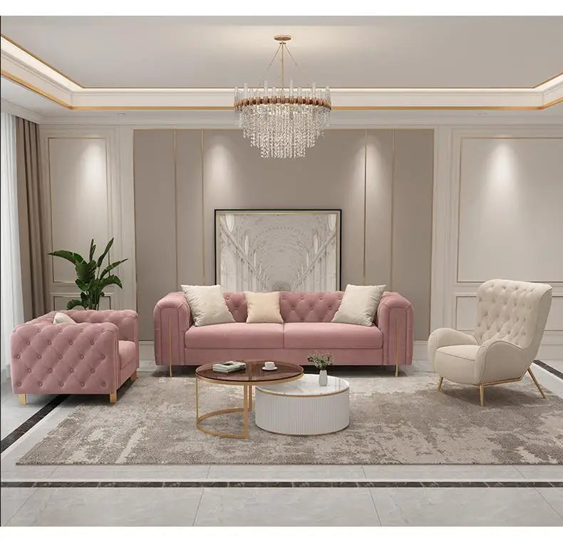 French Entry Lux Couch Cream Style Pink Modern Minimalist Queen Chair Single Leisure Living Room Home