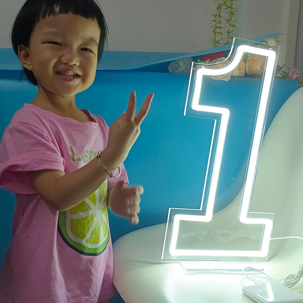 WELTIG Neon Number Signs (0-9) – USB Powered for Birthday Home Personalized Party Decor with Dimmer