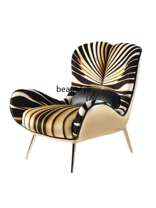 Italian Light Luxury Armchair New Tiger Pattern Classical Leisure Chair Armrest Villa Living Room Art furniture