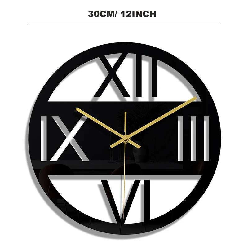 Creative Acrylic Wall Clock Home Living Room Decoration Explosion Models Minimalist Nordic Style Transparent Clock Black