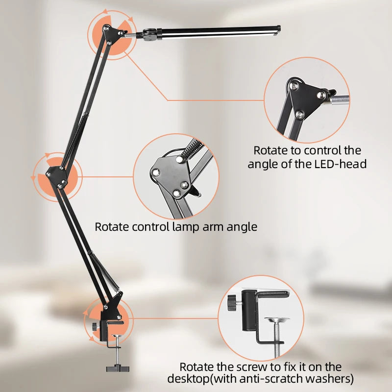 Double Head LED Desk Lamp Stepless Dimmable 24W USB Table Lamps Computer Monitor Light Reading Lights Eye Protection For Bedroom