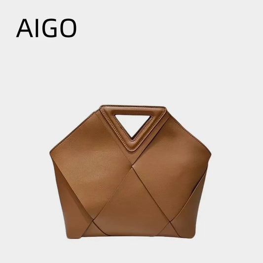 AIGO Luxury Weaving Handbag French Lady Crossbody Shoulder Bags For Women 2024 New High Quality Leather Women's Bags Bolas Hobo