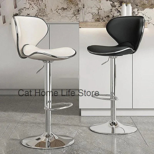 Dining Room Design high kitchen stools Nordic Chair Long Swivel Bar Stools Leather Chair reception taburetes de bar furniture HY