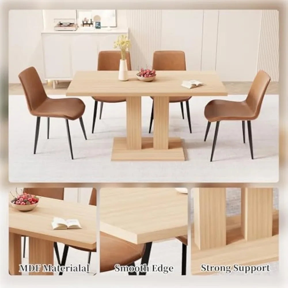 Modern 46'' Kitchen Dining Table and Chairs, 5 Piece Rectangular Dining Table Set for Home, Kitchen, Living Room, Dining Room