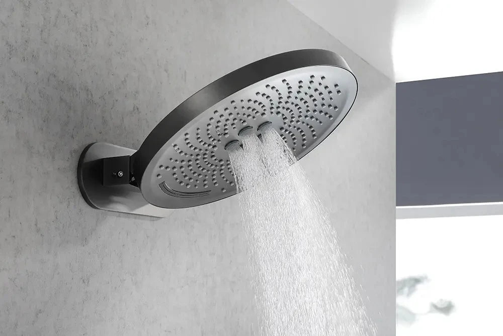 Luxury Brass Bathroom shower faucet set High Quality Wall Mounted Thermostatic shower set 4 Functions 368mm Round Shower head