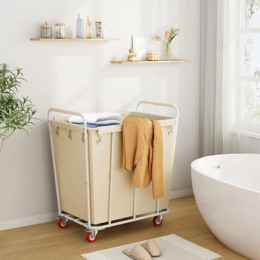 Large Rolling Laundry Hamper with Wheels, Laundry Sorter Cart for Clothes Storage, Durable Laundry Basket with Lockable Wheels