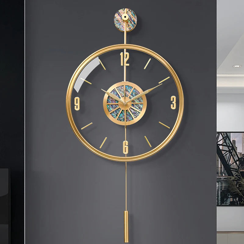 Pendulum Silent Battery Wall Clocks Modern Living Room Minimalist Metal Wall Clock Nordic Gold Orologio Da Parete Home Decor