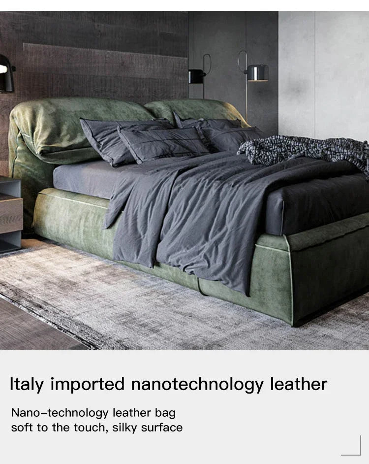 Bedroom Bed Set Italian Home Furniture Leather Fabric Modern Designer King/ Queen Bed Frame Double Bed