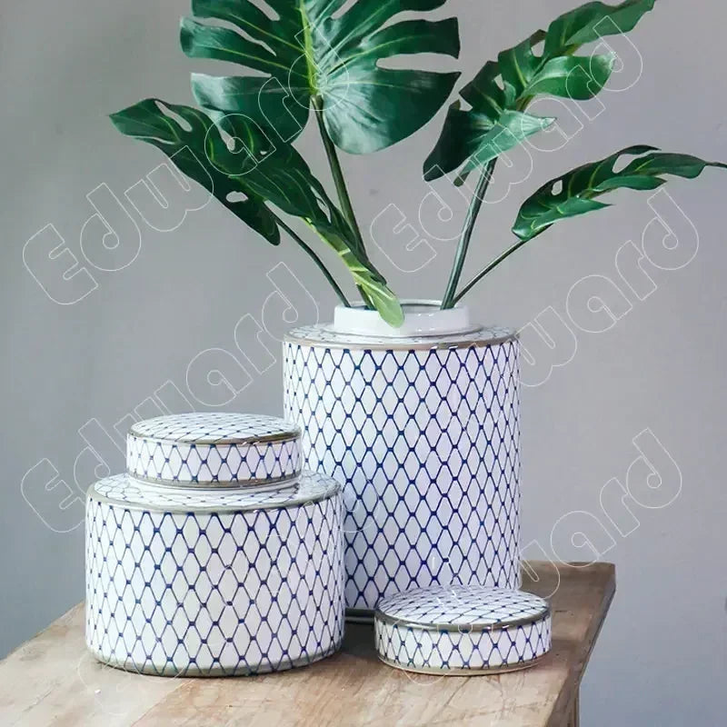 Ceramic Vase Blue and White Porcelain Ceramics Vases Classic Style Flower Pot Modern Creative Decor Living Room Tabletop Crafts