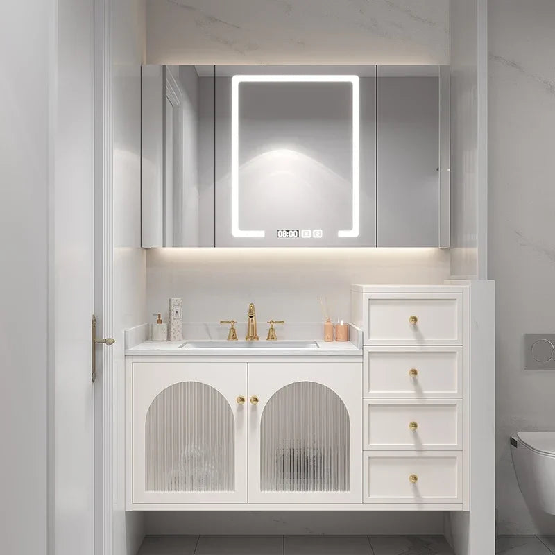 Bathroom Furniture Vanit Basin Cabinet Set Light Luxury Smart Mother-in-law Double High And Low Table Washbasin Floor-to-ceiling