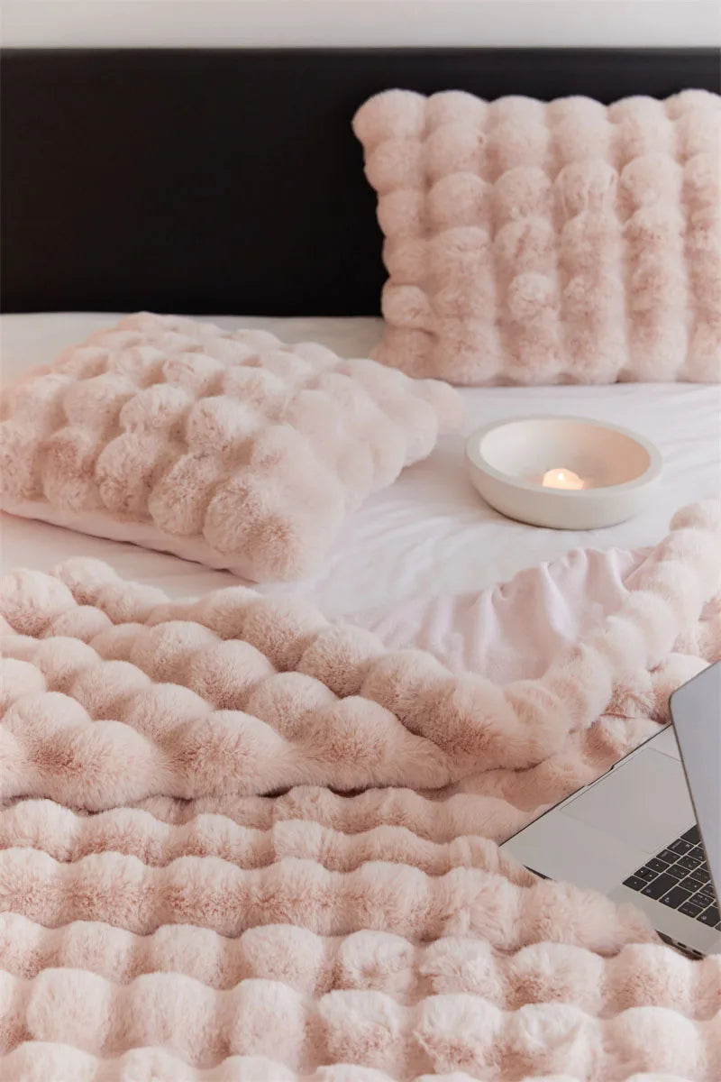 Enjoy The Ultimate Comfort and Warmth with Toscana Rabbit Fur Blanket - Ideal for Naps and Covers Throw Blanket for Beds