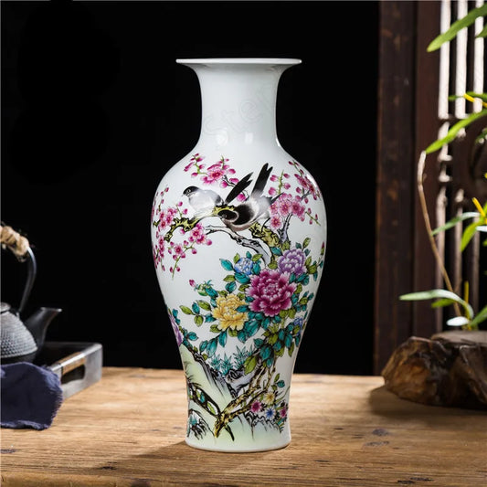 Chinese Vintage Vases for Flowers Classical Painted Hydroponics Tall Floor Vases for Living Room Ornament Home Decoration Modern