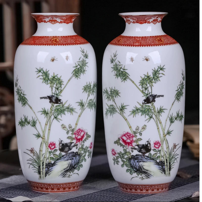 Antique Jingdezhen Ceramic Vase Eggshell Vase Desk Accessories Crafts Snow Flower Pot Traditional Chinese Style PorcelainVase