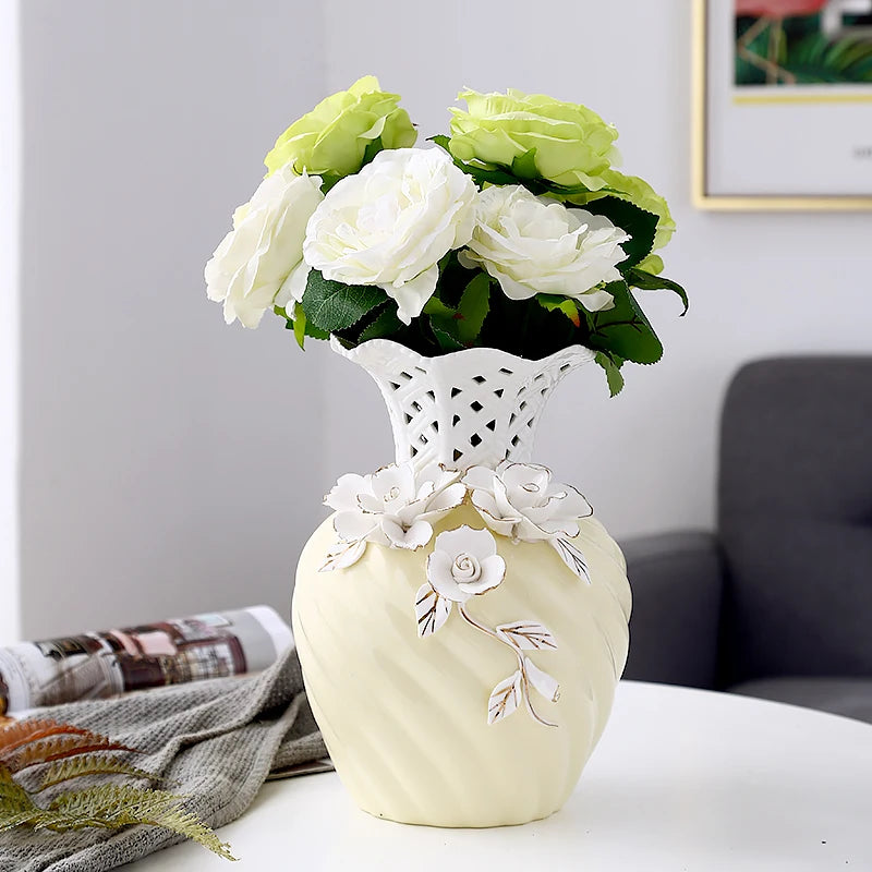 White Hydroponics Decorative Vases Modern Succulent Plant Flower Vase Large Floor Pot De Fleur Luxury Living Room Decoration