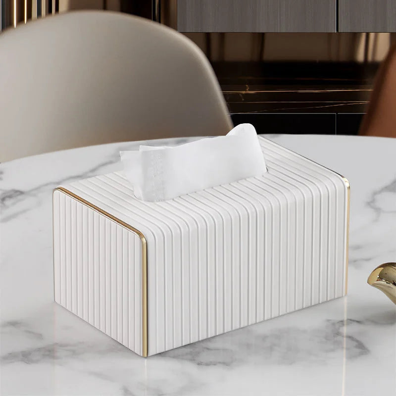 Luxury Golden Tissue Boxes Storage Napkin Holder Kitchen Tissue Box Square Shaped Container Plastic Craft Desktop Paper Case