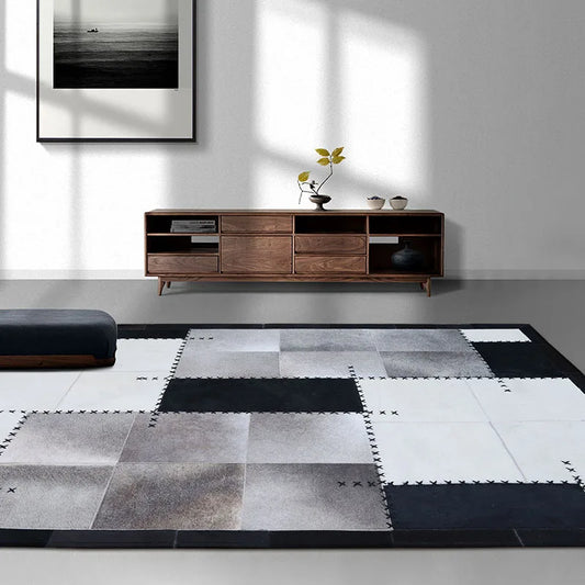 Light Luxury Real Cowhide Carpet Living Room American Study Sofa Coffee Table Mat Home Modern Bedroom Handmade Rug Bedside Mats