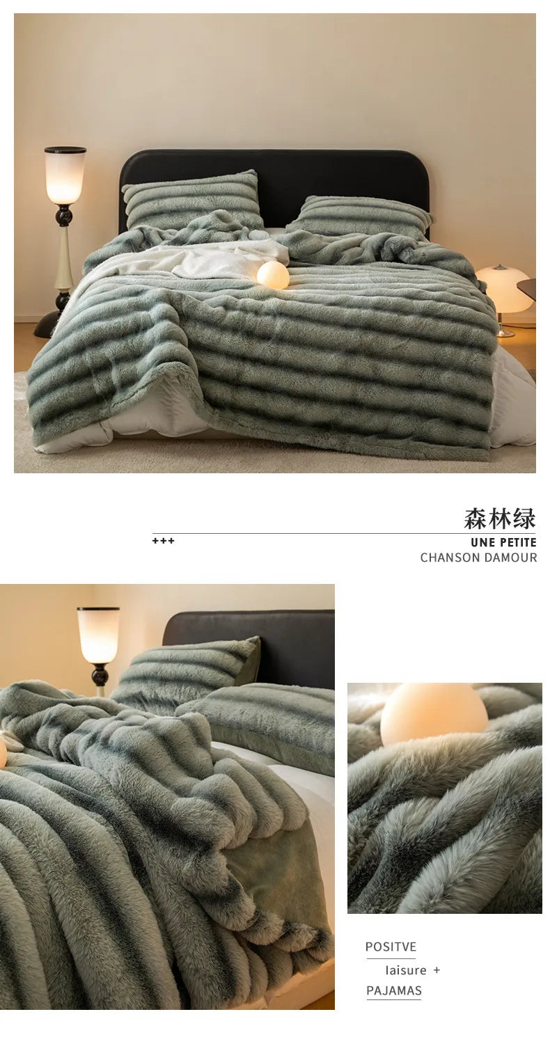 Imitation Rabbit Fur Plush Blanket Throw Blankets for Bedroom Hotel Travel Winter Warm Bedspreads Super Soft Sofa Beds Blanket