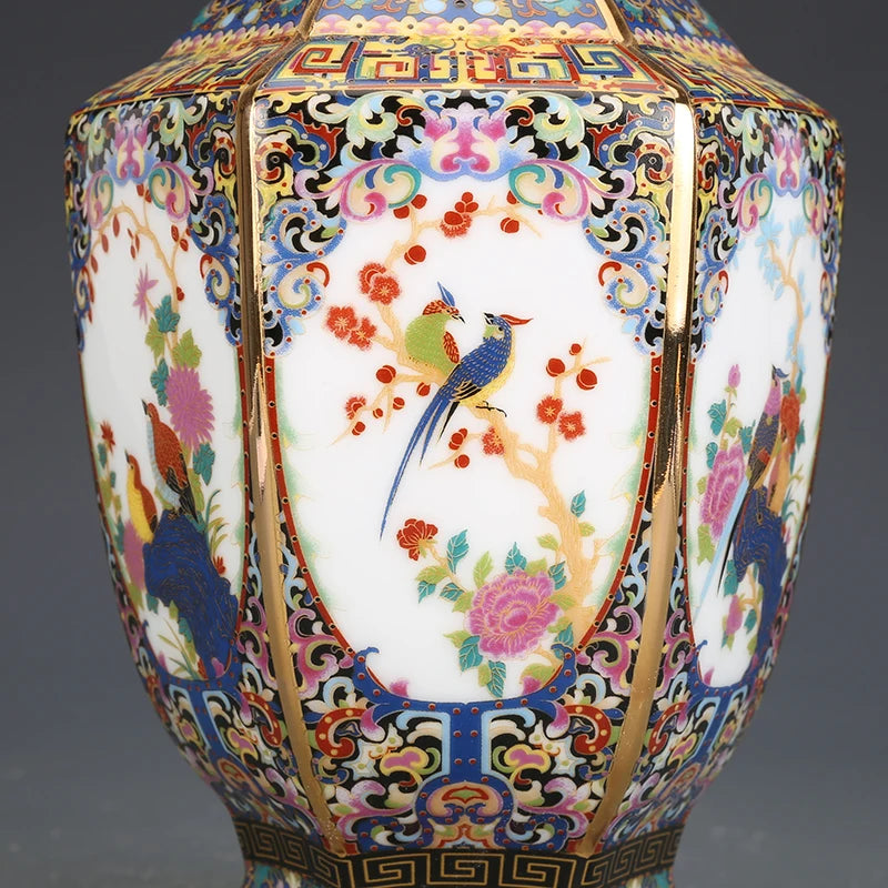 Jingdezhen Porcelain Vase Porch Ornaments Antique Official Enamel Porcelain Antique Collection Square Vase