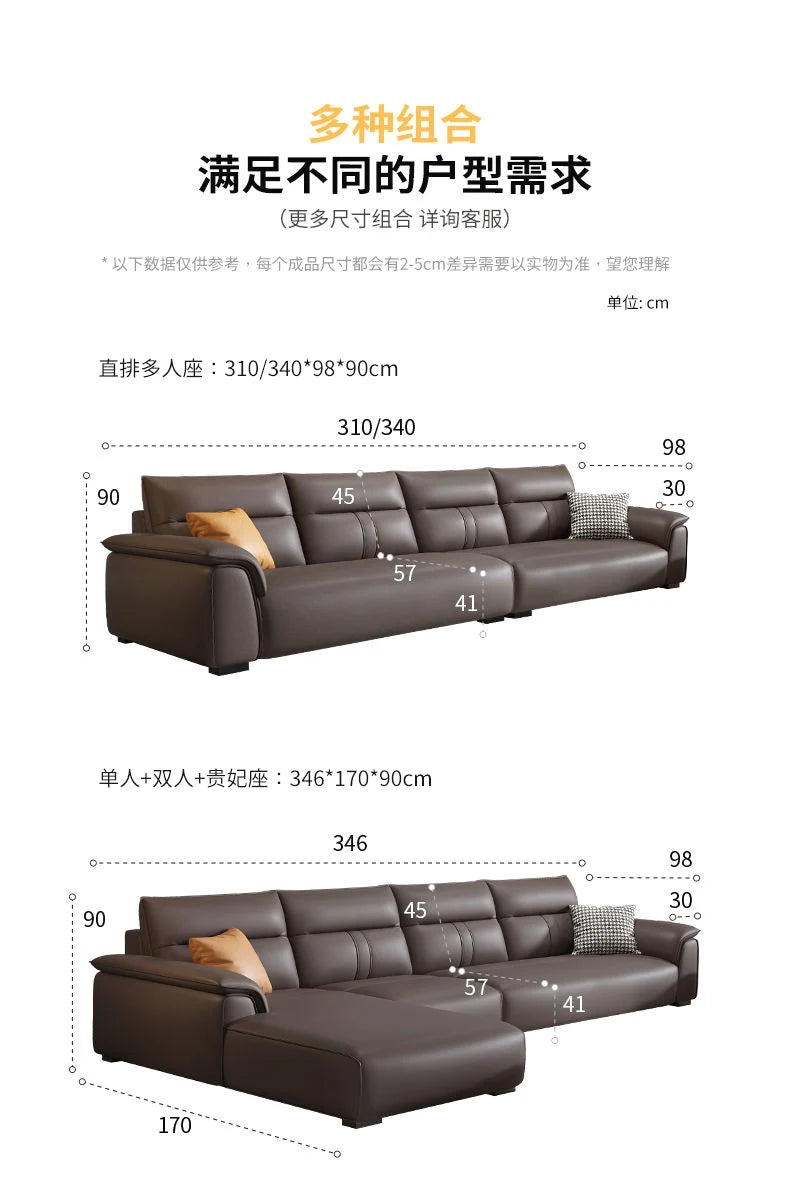 Leather Fabric Sofa Luxury Italian Simple Seating Room Corner Fluffy Pillows Cushions Sofas Relax Divano Designer Furniture