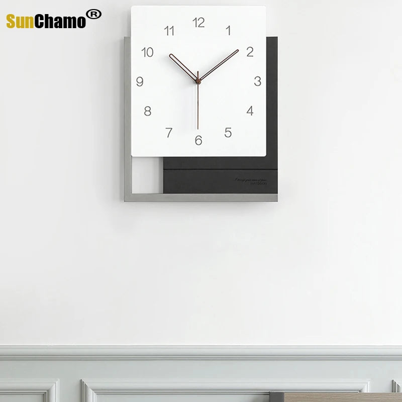 Square Living Room Nordic Light Luxury Clock Clock Wall Modern Minimalist Personality Mute Art Office Decor Home Decoration