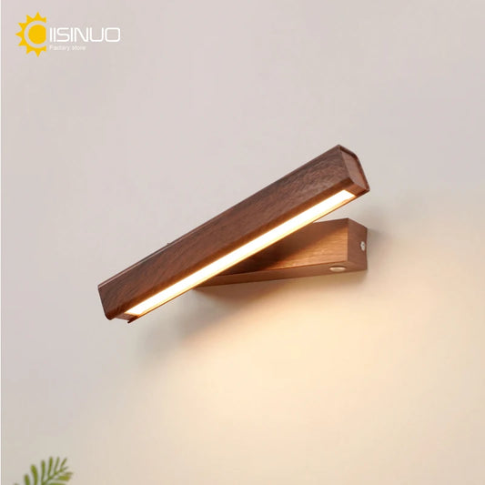 Nordic Wall Reading Light 350° Rotatable Lamp Wooden Bedside Wall Scone LED 5W Lighting Fixture for Indoor Home Study Decor Lamp