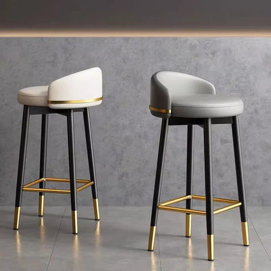 Nordic Modern Design Bar Stool  Dining Room Black Pu Leather Stool Luxury High Quality Tabourets De Bar Furniture