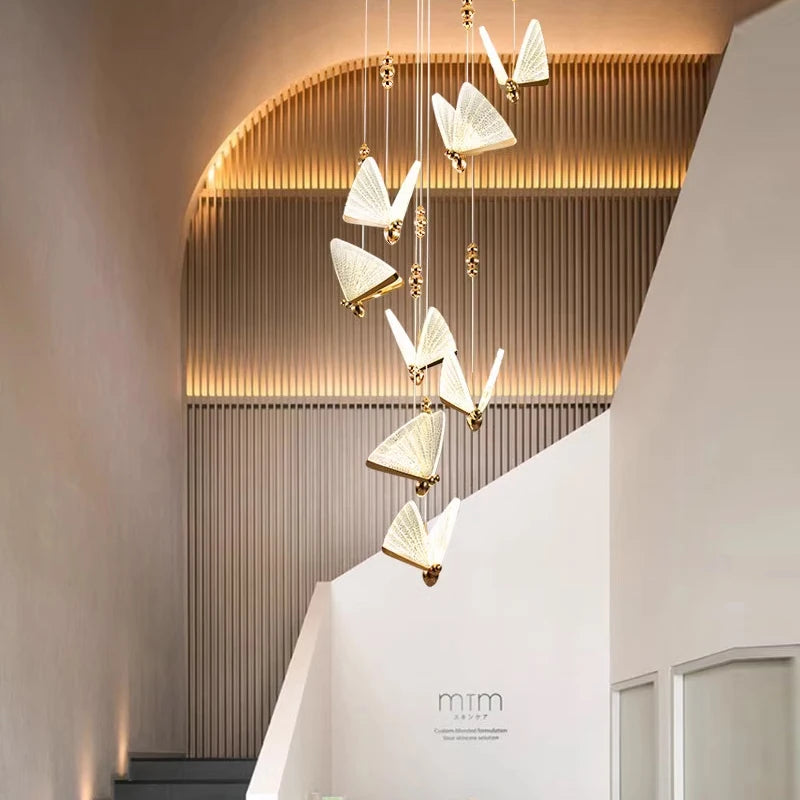 Nordic Colorful Butterfly LED Pendant Lamps for Home Bedroom Living Room Indoor Golden LED Suspened Hanging Chandelier Lighting