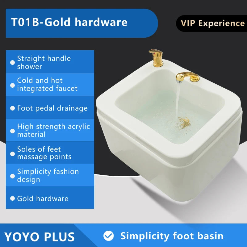 Luxury Foot Bath Basin for Soaking Feet,Pedicure Foot Spa, Acrylic Bucket with Shower and Faucet , feeting Soak Tub