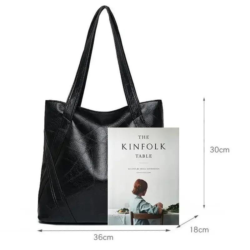 Women Fashion Vintage Soft Pu Leather Handbag Female High Quality Luxury Shoulder Ladies Casual Large Capacity Tote Bag 2024