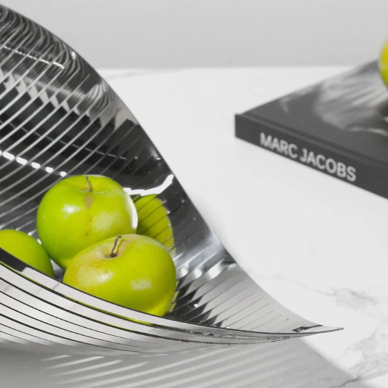 Stainless Steel Fruit Bowl, Household Tableware, Kitchen Tools, Modern Simple Folding Tray, Creative Desktop Decoration, Fruit P