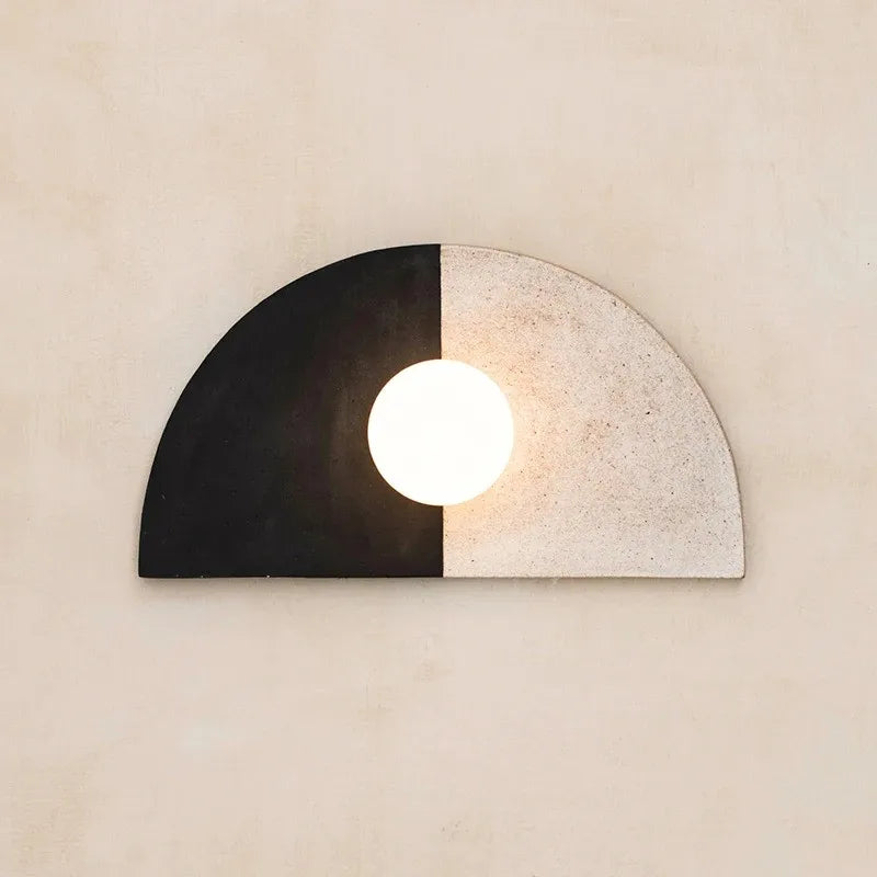 Classic wall lamp Japanese circle stone wall scones homestay tea room background wall decorative lamp wabi sabi bedside light