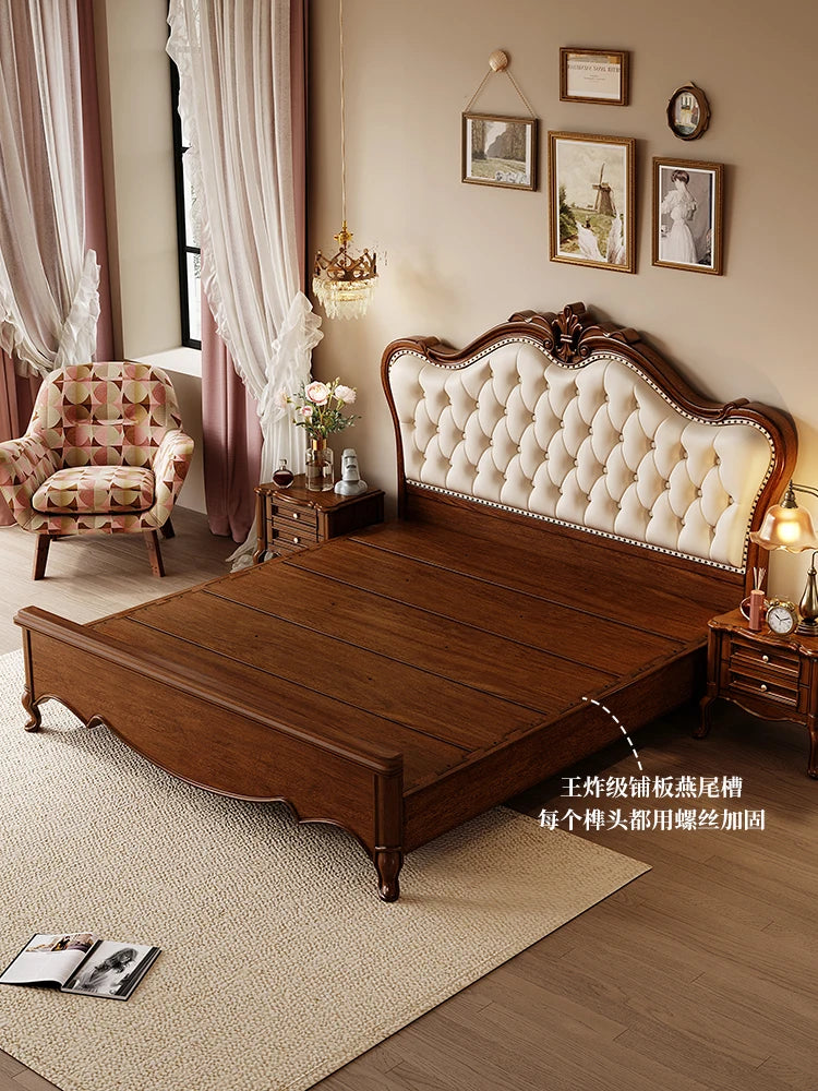 American solid bed 1.8m double bed master bedroom wedding bed walnut storage bed