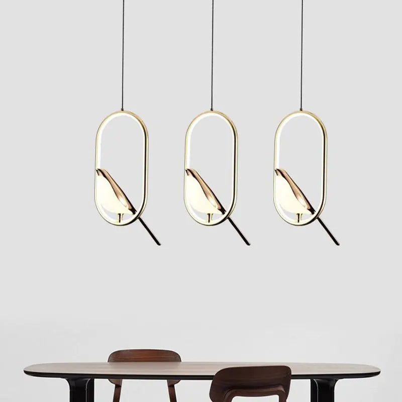 WELTIG Magpie Bird LED Pendant Lights – Luxury Postmodern Bedroom Chandelier