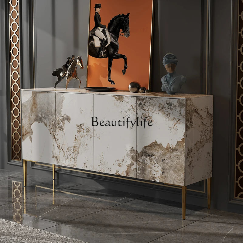 Italian Stone Plate Entrance Cabinet Light Luxury Home Sideboard Cabinet Modern Minimalist Decoration High Leg Shoe Cabinet