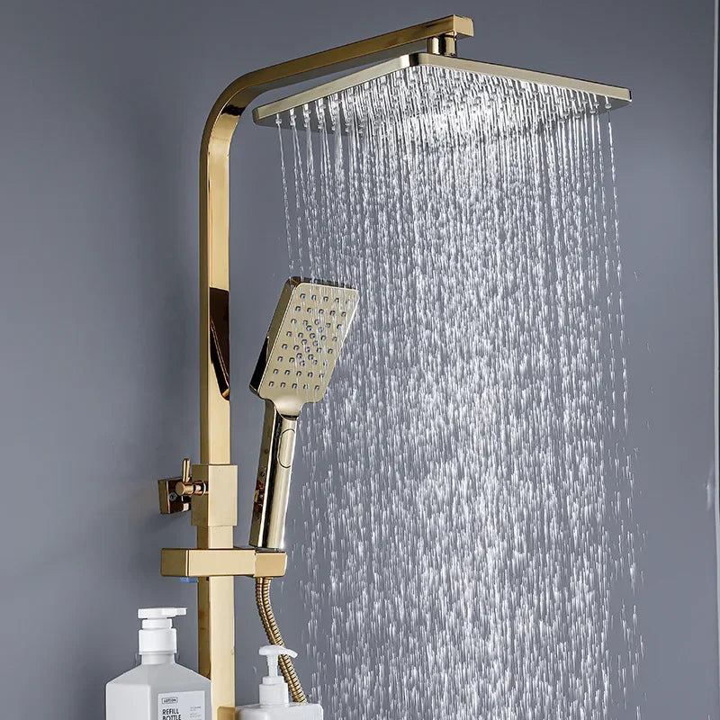 Gold Digital Shower Faucet System Bathroom Hot Cold Thermostatic Bath Set Wall Mount SPA Mixer Rain Tap Bathtub Luxury Torneiras