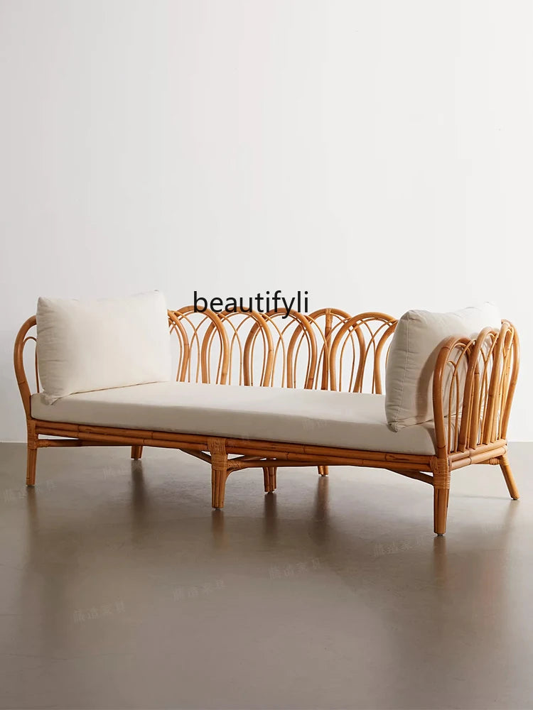 Rattan Sofa Nordic Combination B & B Living Room Modern Real Rattan Small Apartment Single Three-Person Leisure Rattan Chair