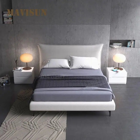 Custom Nordic Master Bedroom Upholstered Fabric Bed Simple Small Apartment Removable And Washable Wedding Bed Comfort Furniture