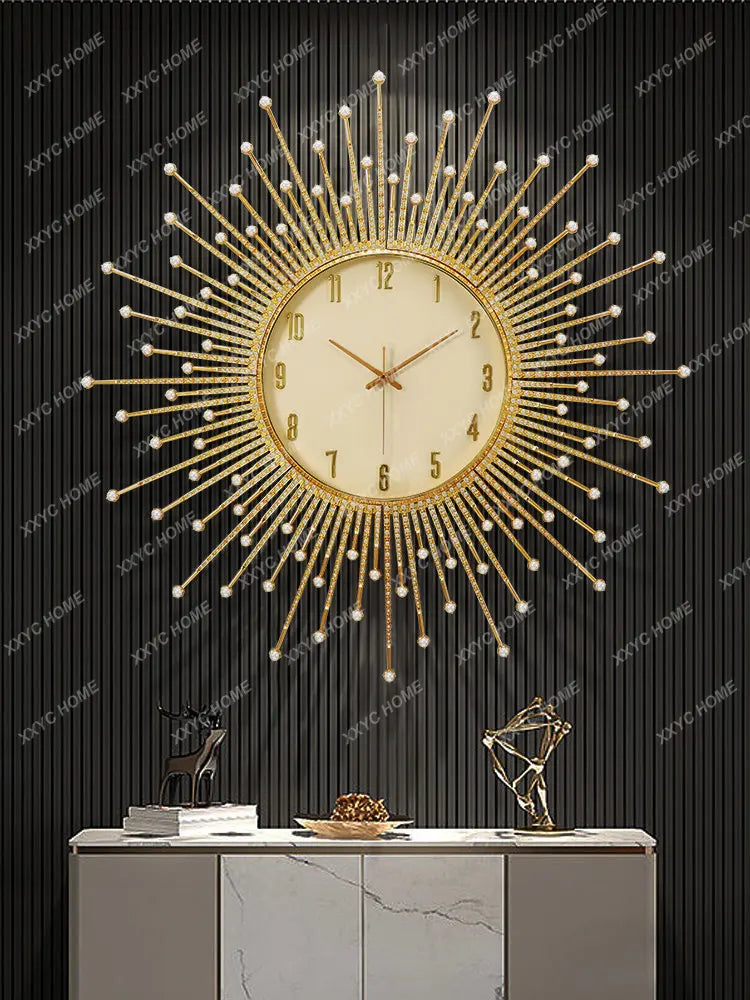 Modern Light Luxury Wall Clock Home Entrance Decorative Clock Wall Hanging Living Room Noiseless Clock Minimalist Creative