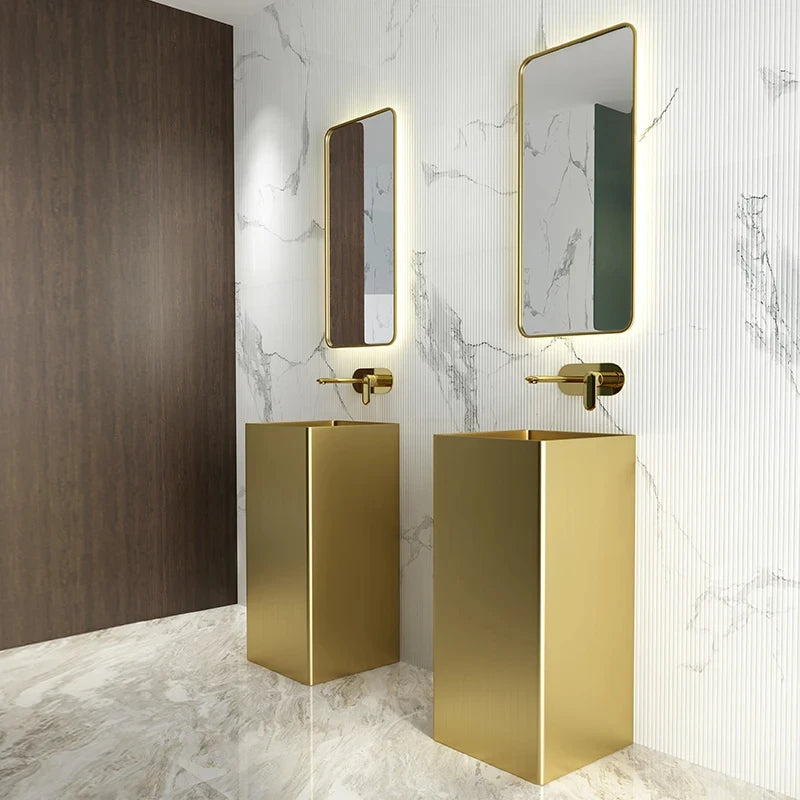 CX102AE Luxury Golden Bar Wash Basin Hotel Integrated Floor-Standing Pedestal Basin Face Washing Inter-Platform Basin