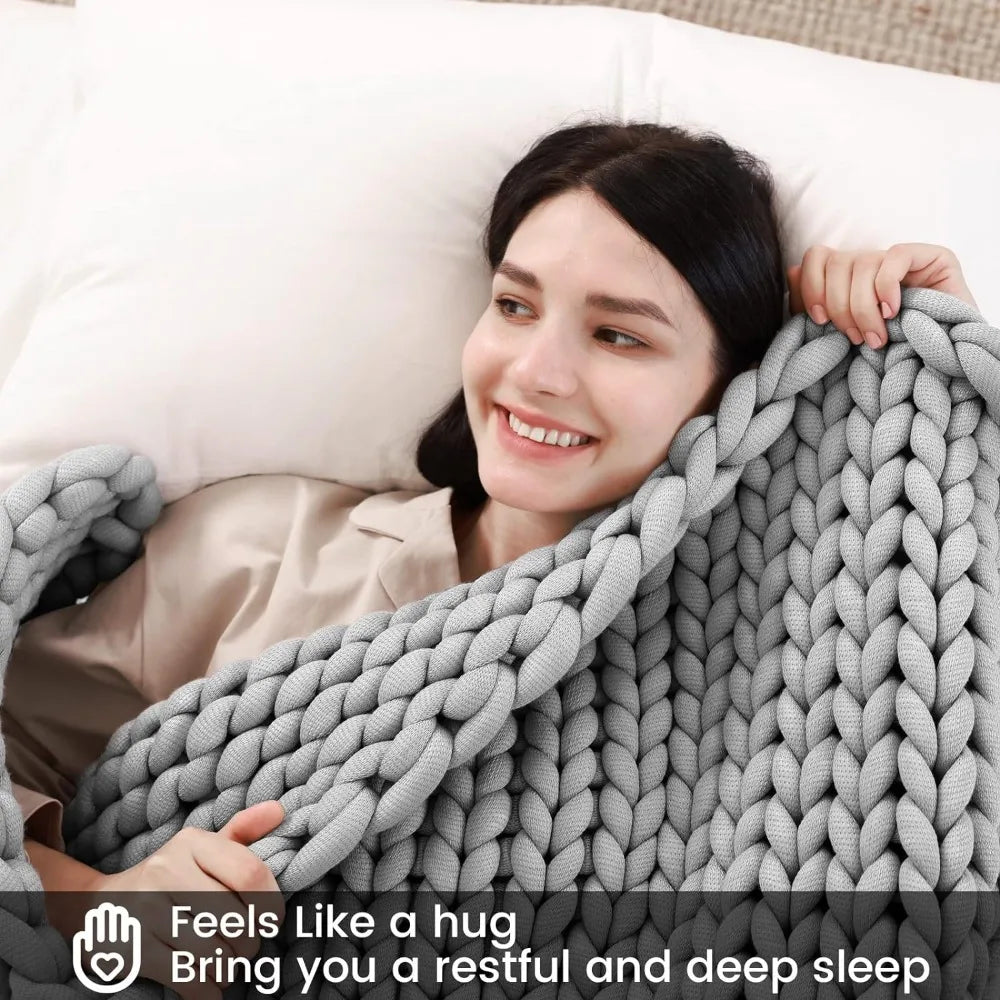 Knitted Weighted Blanket 60''x80''15 Pounds Warm Winter Blankets for Beds Suit for Adults(Grey) Sofa Blankets and Throws Throw &