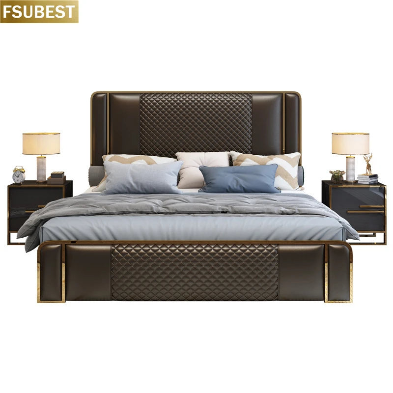 Designer Style Luxury Bed Frame Lit Cama Yatak Letto Letti Bedden Bedroom Furniture King Set 2 Personnes Madera Wooden Muebles