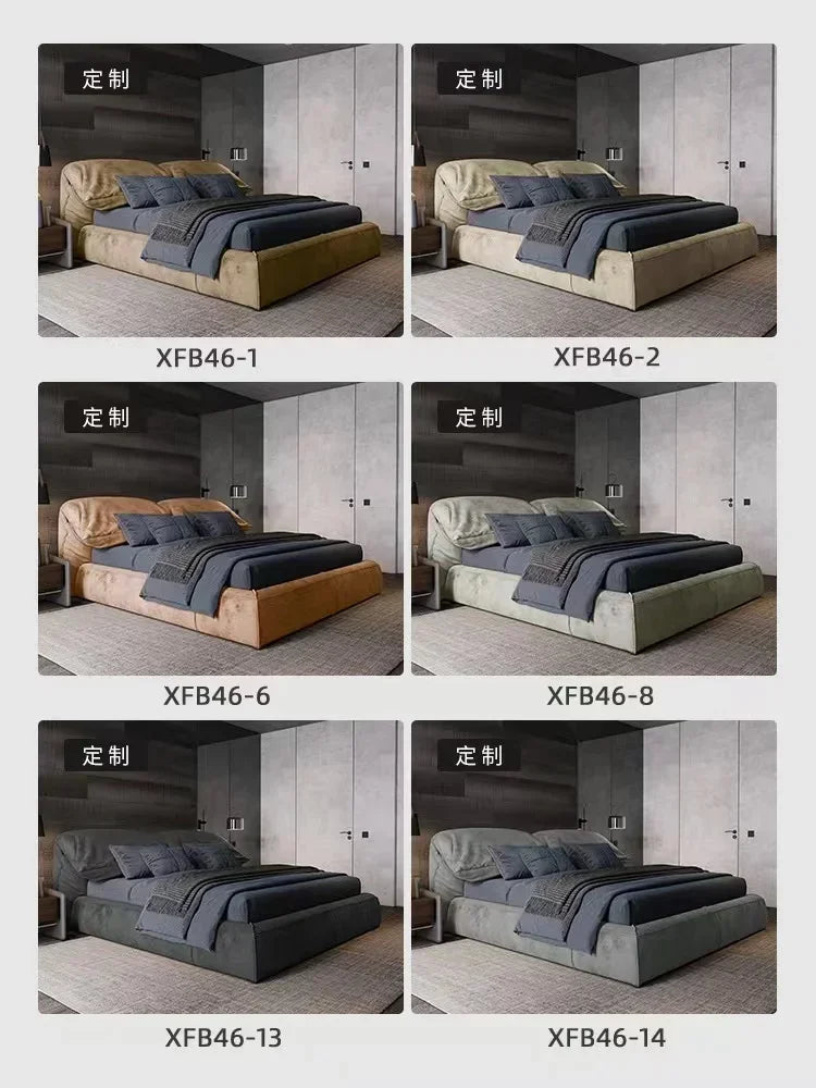 Bedroom Bed Set Italian Home Furniture Leather Fabric Modern Designer King/ Queen Bed Frame Double Bed