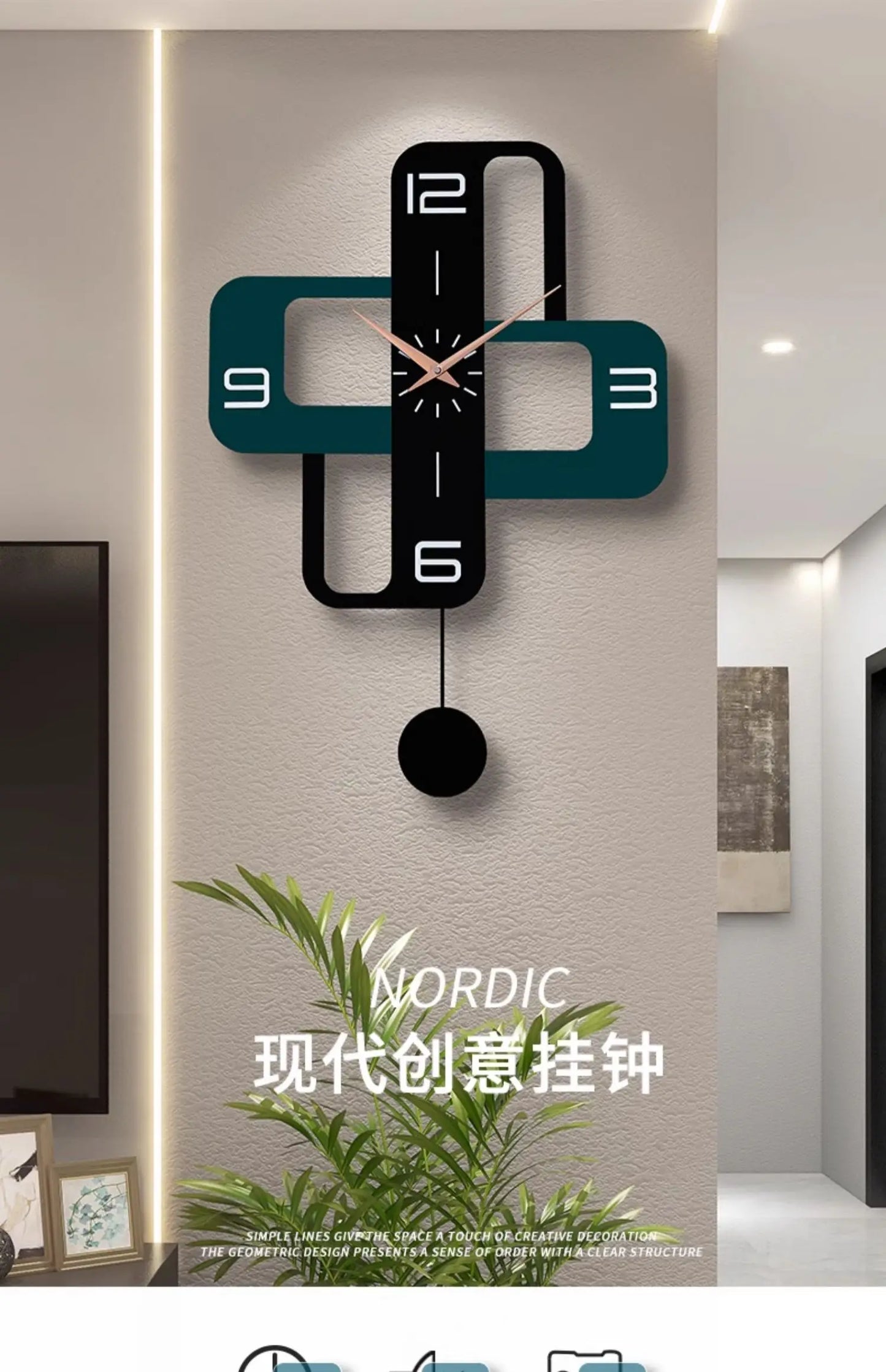 Black Living Room Wall Clocks Design Modern  Art Pendulum Aesthetic Unique Wall Clock Metal Large Relogio De Parede Decorative