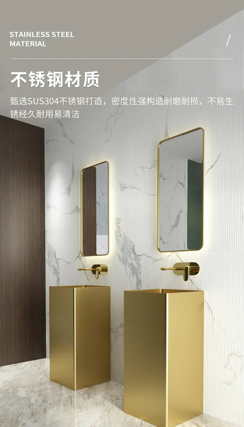 CX102AE Luxury Golden Bar Wash Basin Hotel Integrated Floor-Standing Pedestal Basin Face Washing Inter-Platform Basin