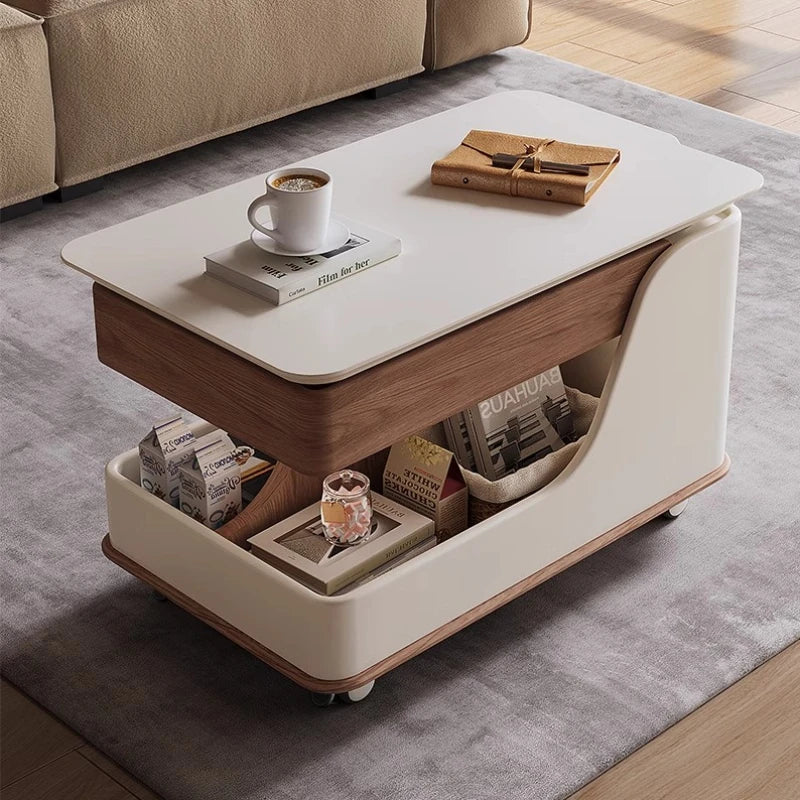 Nordic Luxury Coffee Table Wheel Mobile Living Room Small Coffee Table Wood Modern Apartamento Kaffee Tische Home Furniture