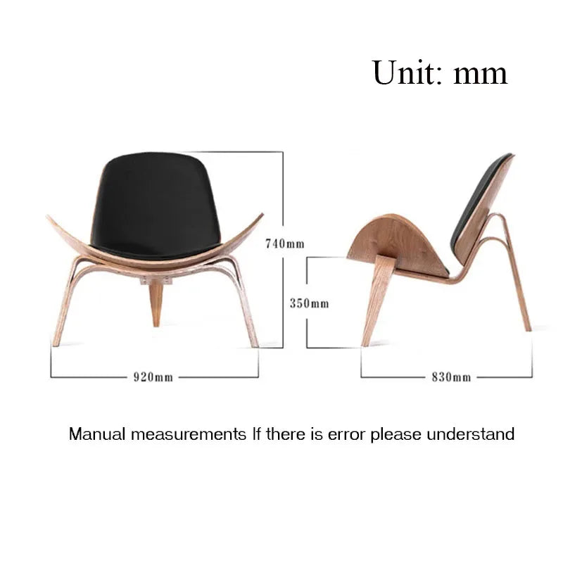 Modern Nordic Style Three-Legged Shell Chair Ash Plywood Fabric Upholstery Living Room Chair Furniture Modern Lounge Shell Chair