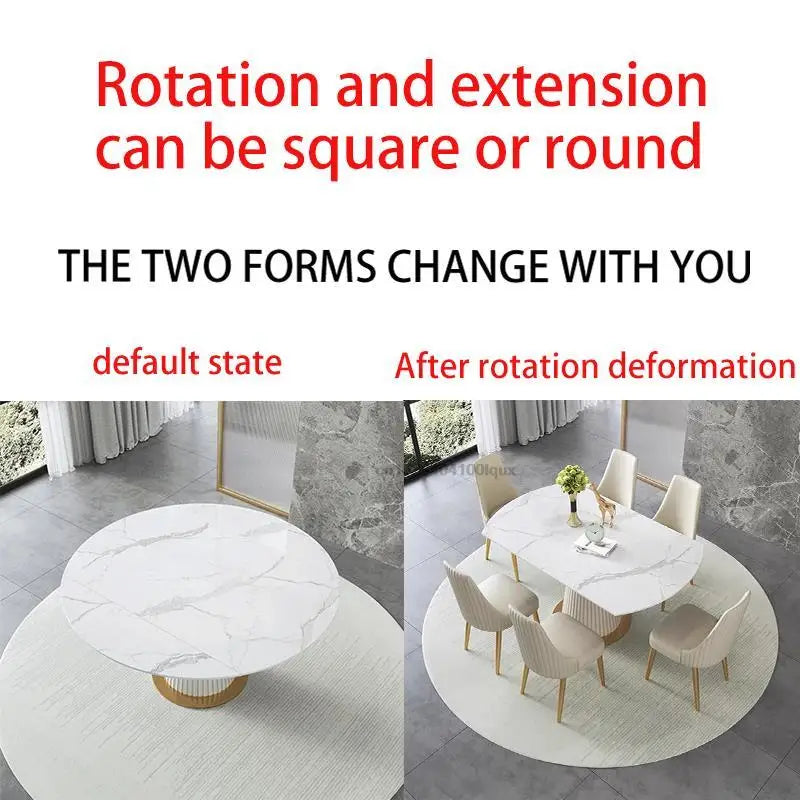 Modern Simple Light Luxury High-End Rock Slab Round Kitchen Table Household Marble Dining Table And Chair Combination Hot Sale