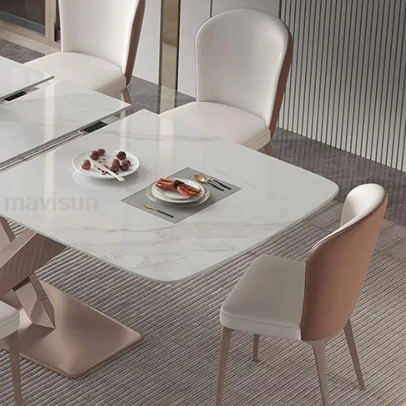 Extendable Light Luxury Dining Table And Chairs Combination Rock Plate Tabletop Home Furniture Multifunctional Kitchen Tables