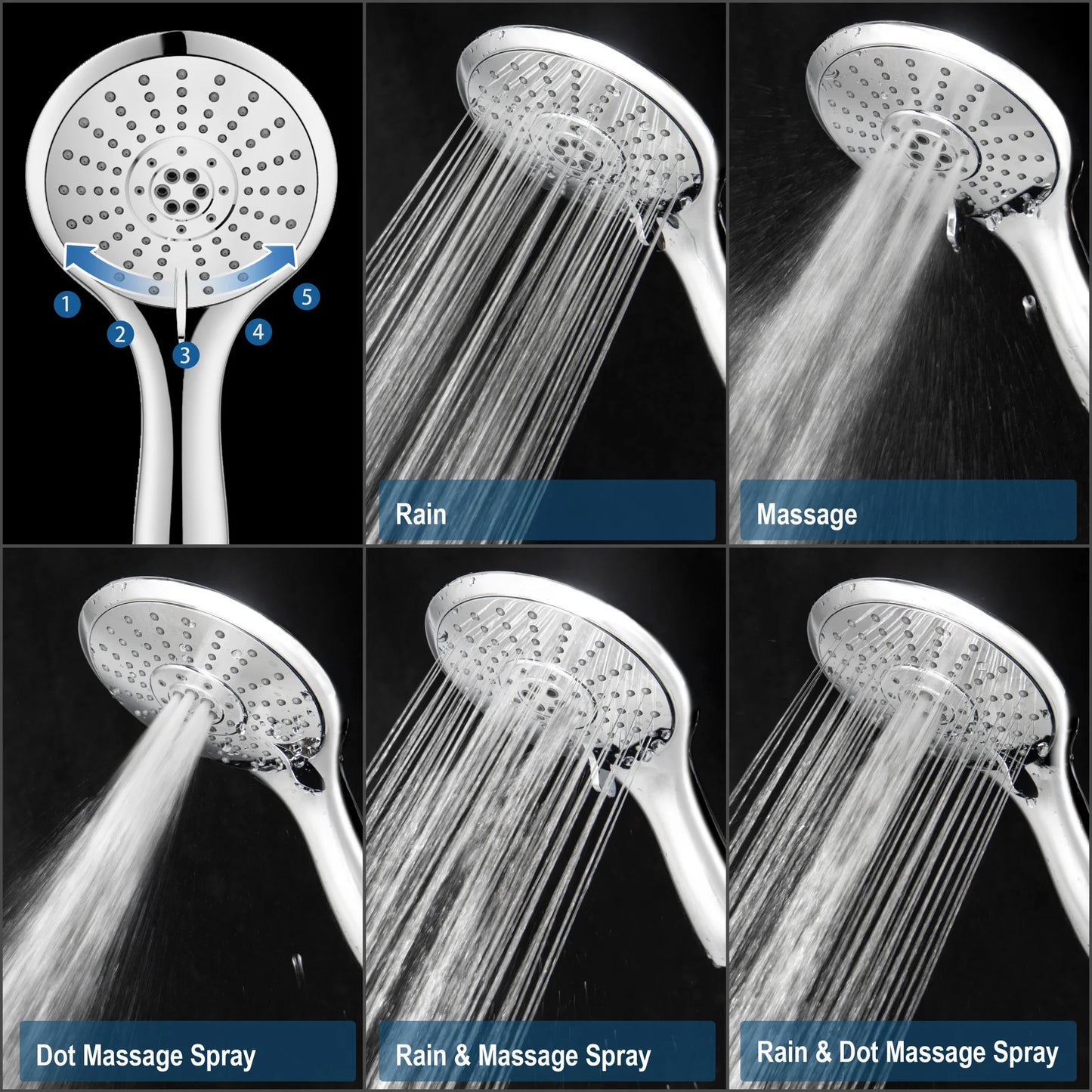 Luxury Newest Bathroom shower head Complete set Chrome plated Shower spray set Fashion modern Shower set Multi-mode spray