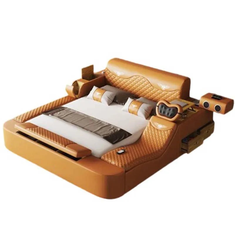 Massager Luxury Double Bed Storage Leather Usb Multifunctional Smart Bed Electric Modern Literas Multifuncional Furniture Home